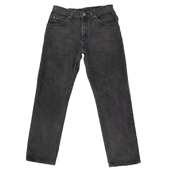 Vintage Lee Black Wash Jeans Size 32W 30L Relaxed Denim Pants Straight Leg Jeans - Picture 1 of 5